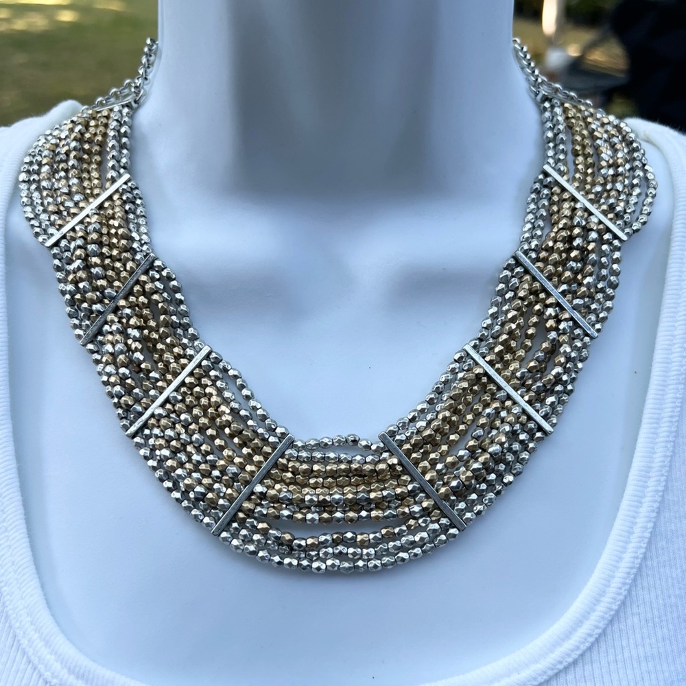 Lucky Brand Two Tone Beaded Boho Necklace NEW